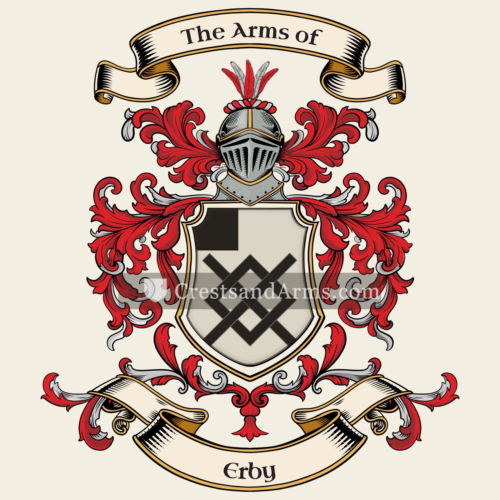 The Erby coat of arms, drawn from the recorded blazon