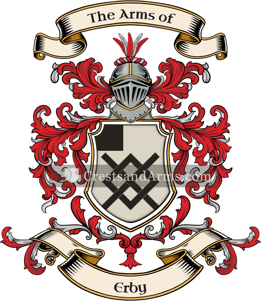 The Erby coat of arms, drawn from the recorded blazon