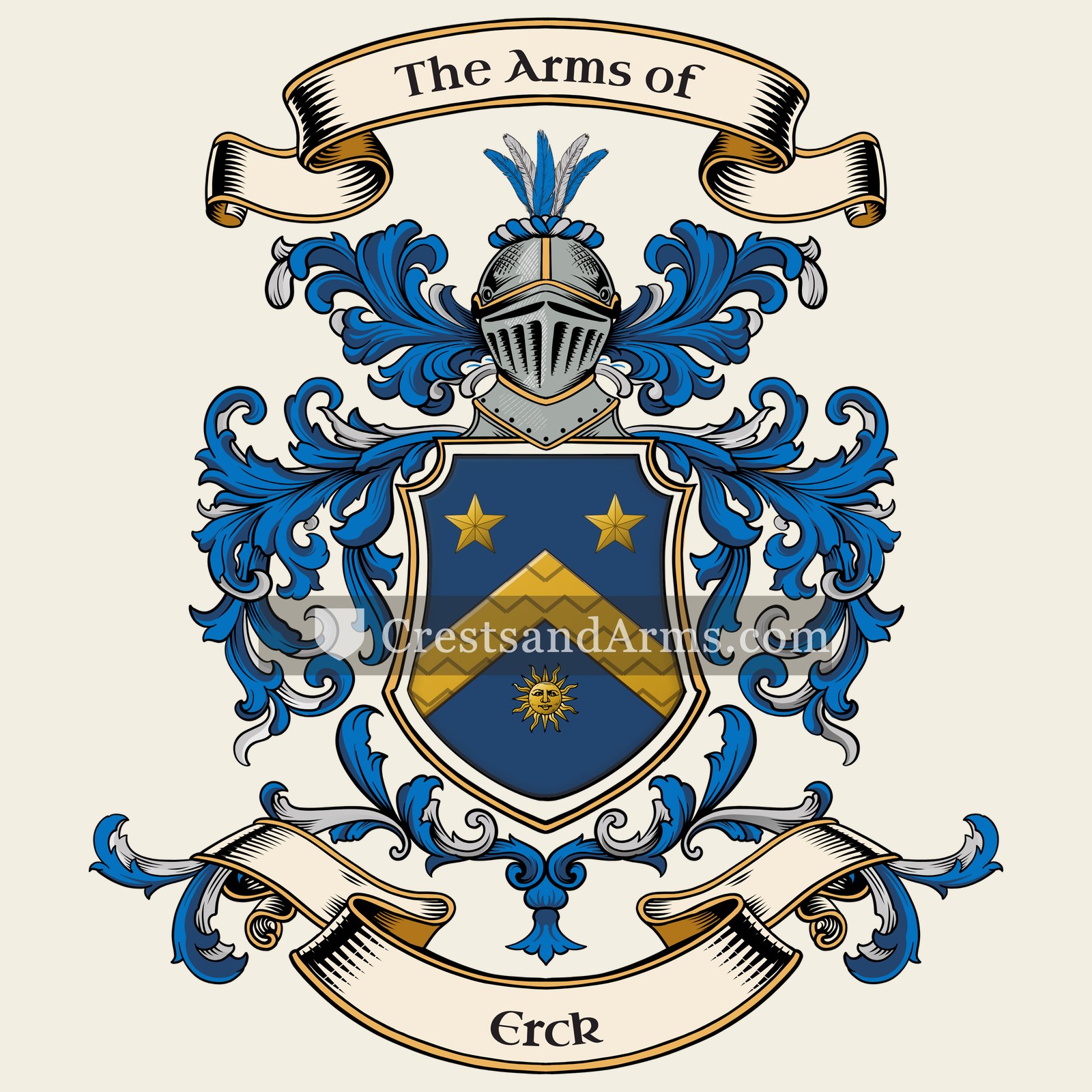 The Erck coat of arms, drawn from the recorded blazon