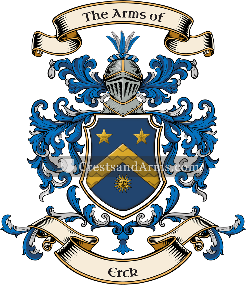 The Erck coat of arms, drawn from the recorded blazon