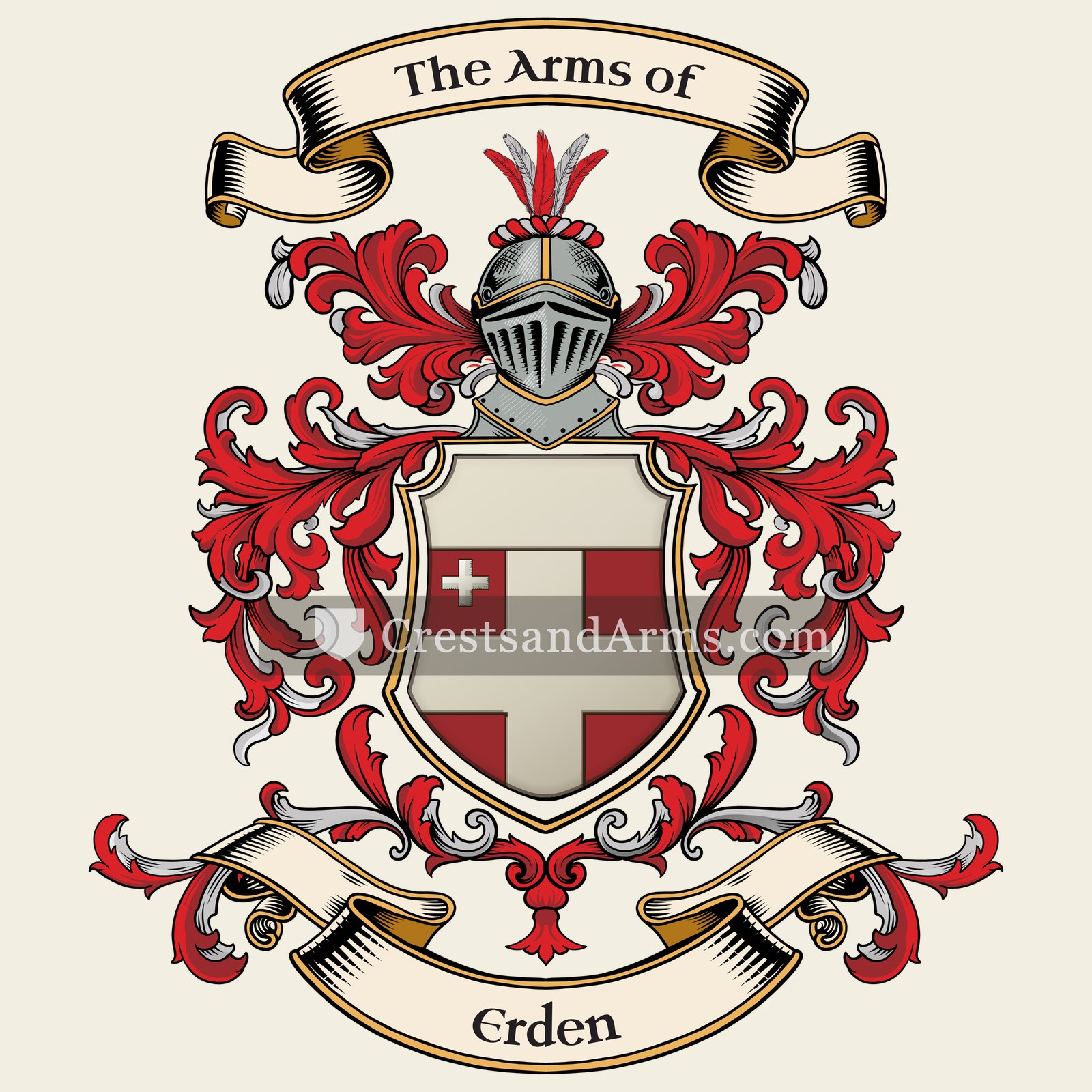 The Erden coat of arms, drawn from the recorded blazon
