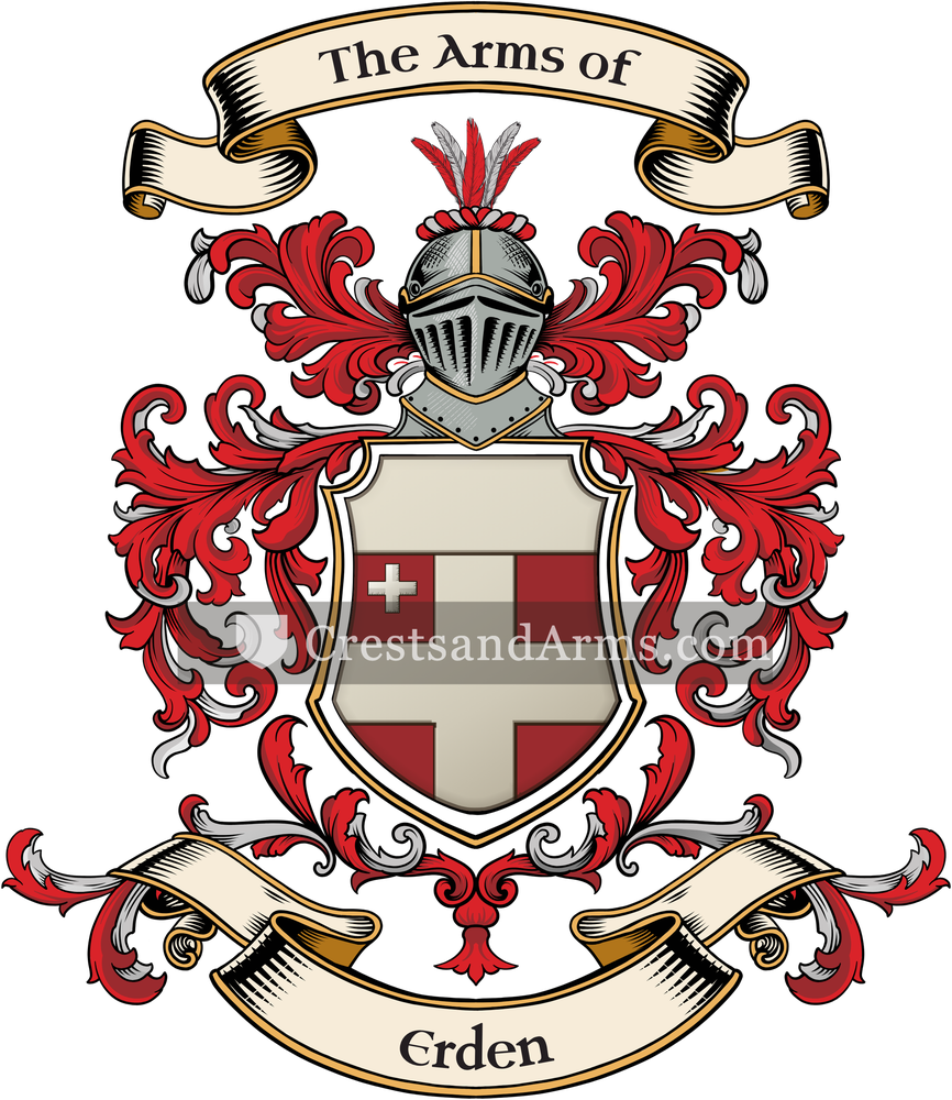 The Erden coat of arms, drawn from the recorded blazon