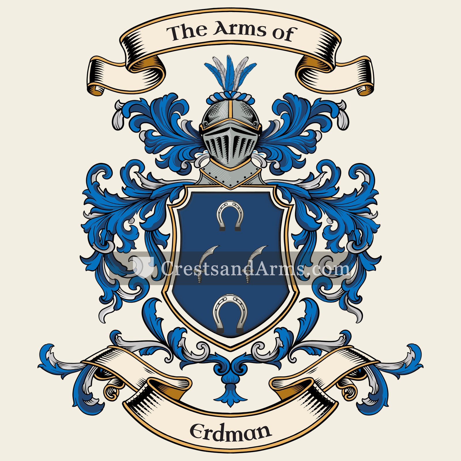 The Erdman coat of arms, drawn from the recorded blazon