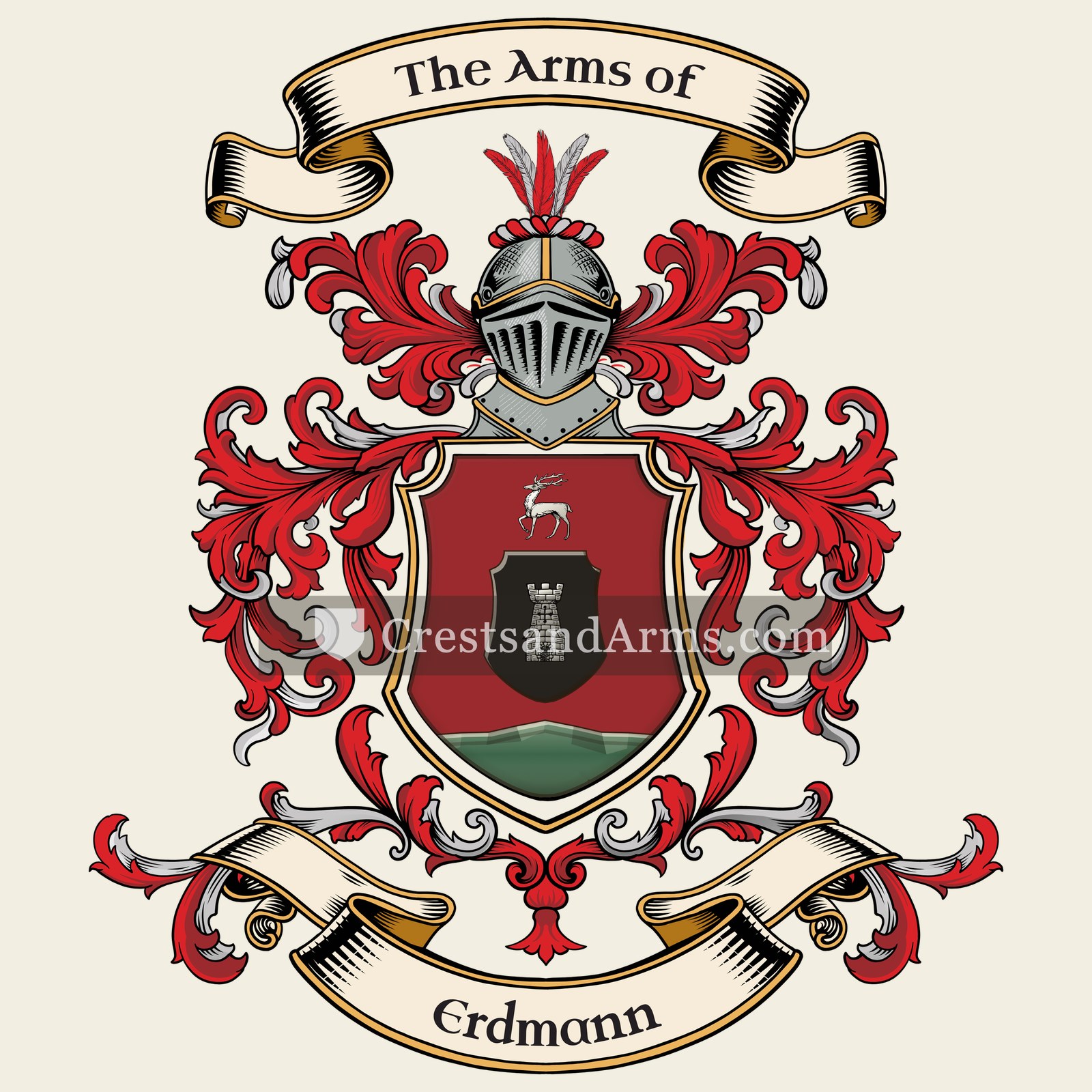 The Erdmann coat of arms, drawn from the recorded blazon