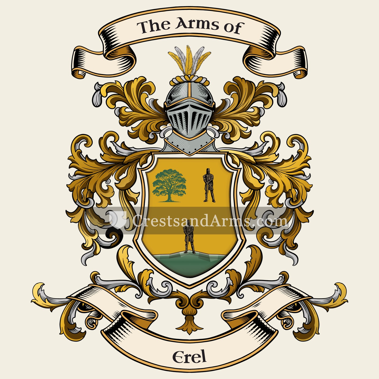 The Erel coat of arms, drawn from the recorded blazon