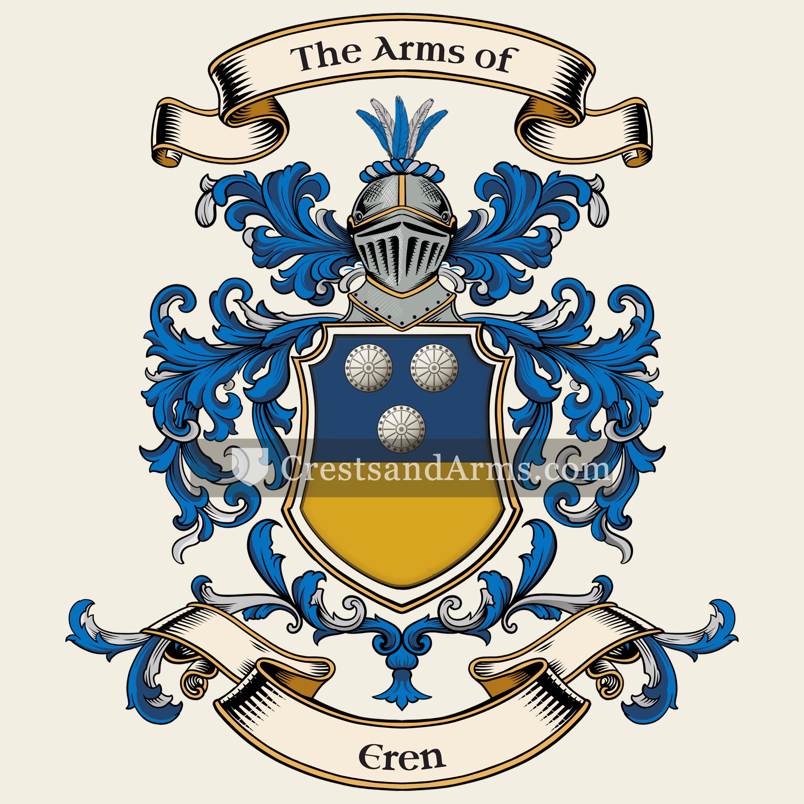 The Eren coat of arms, drawn from the recorded blazon