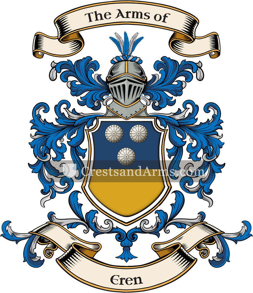 The Eren coat of arms, drawn from the recorded blazon