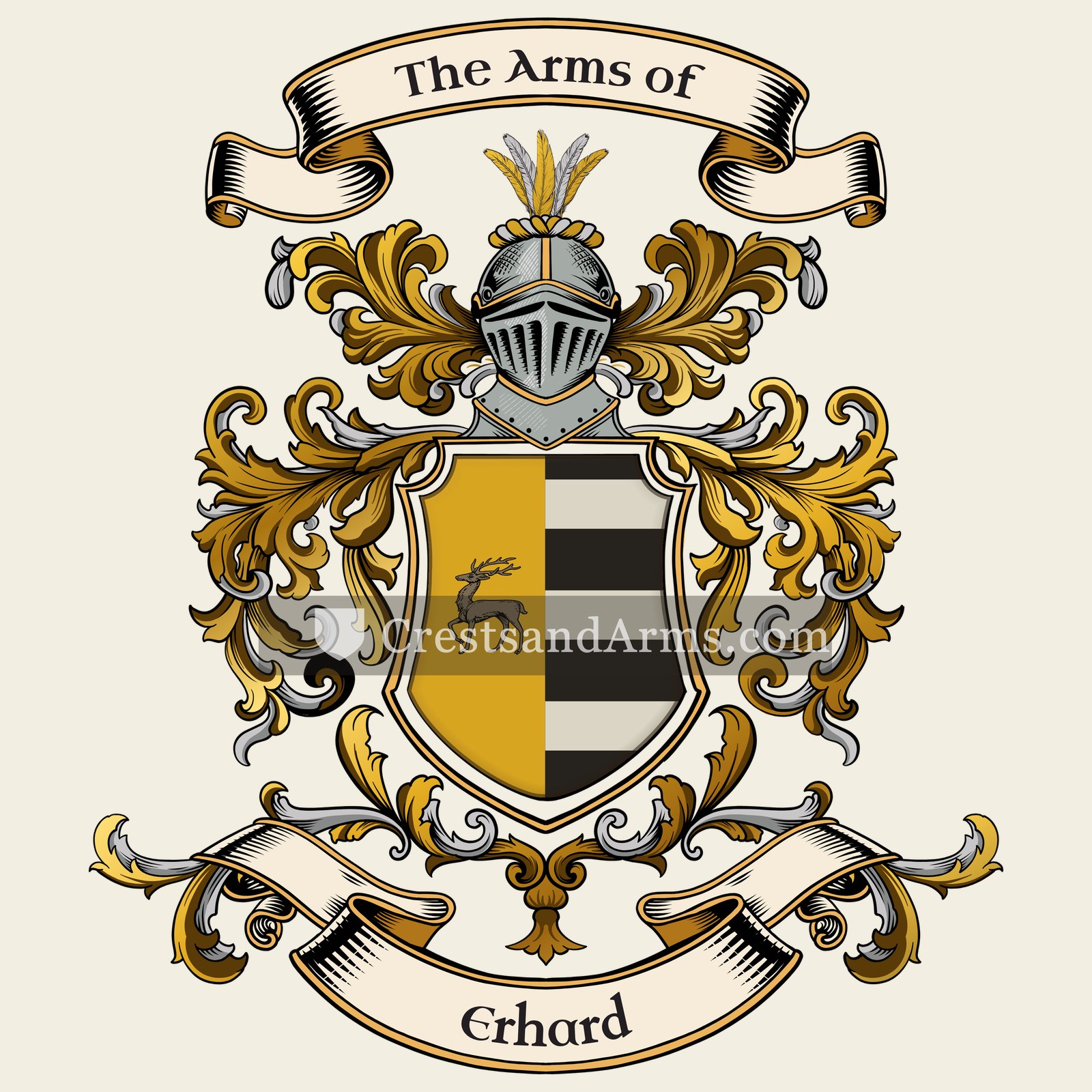 The Erhard coat of arms, drawn from the recorded blazon