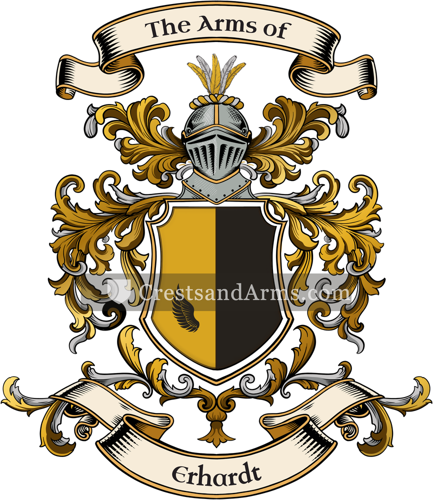 The Erhardt coat of arms, drawn from the recorded blazon