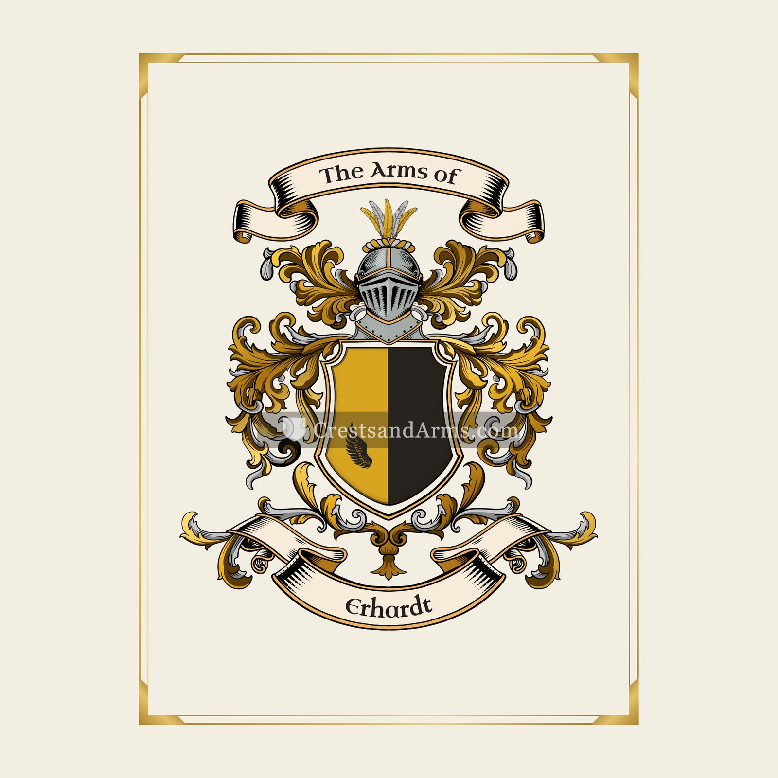 With gold border