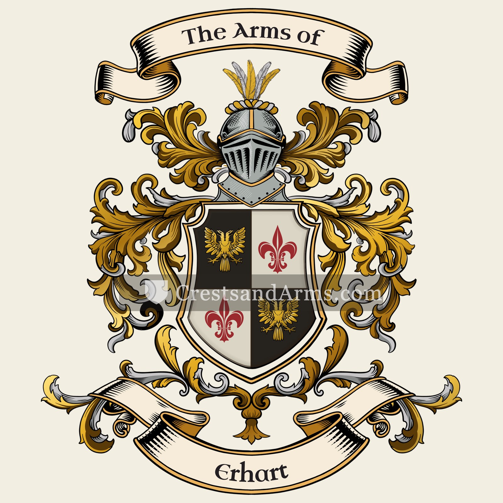 The Erhart coat of arms, drawn from the recorded blazon