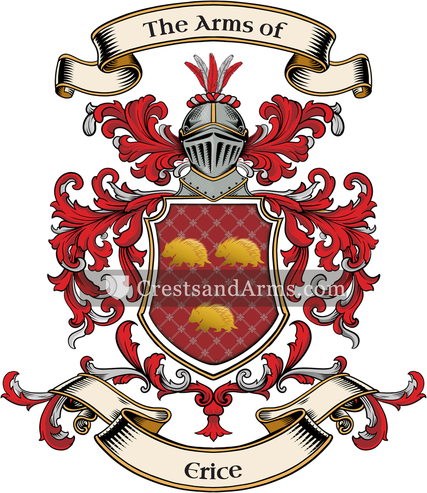 The Erice coat of arms, drawn from the recorded blazon