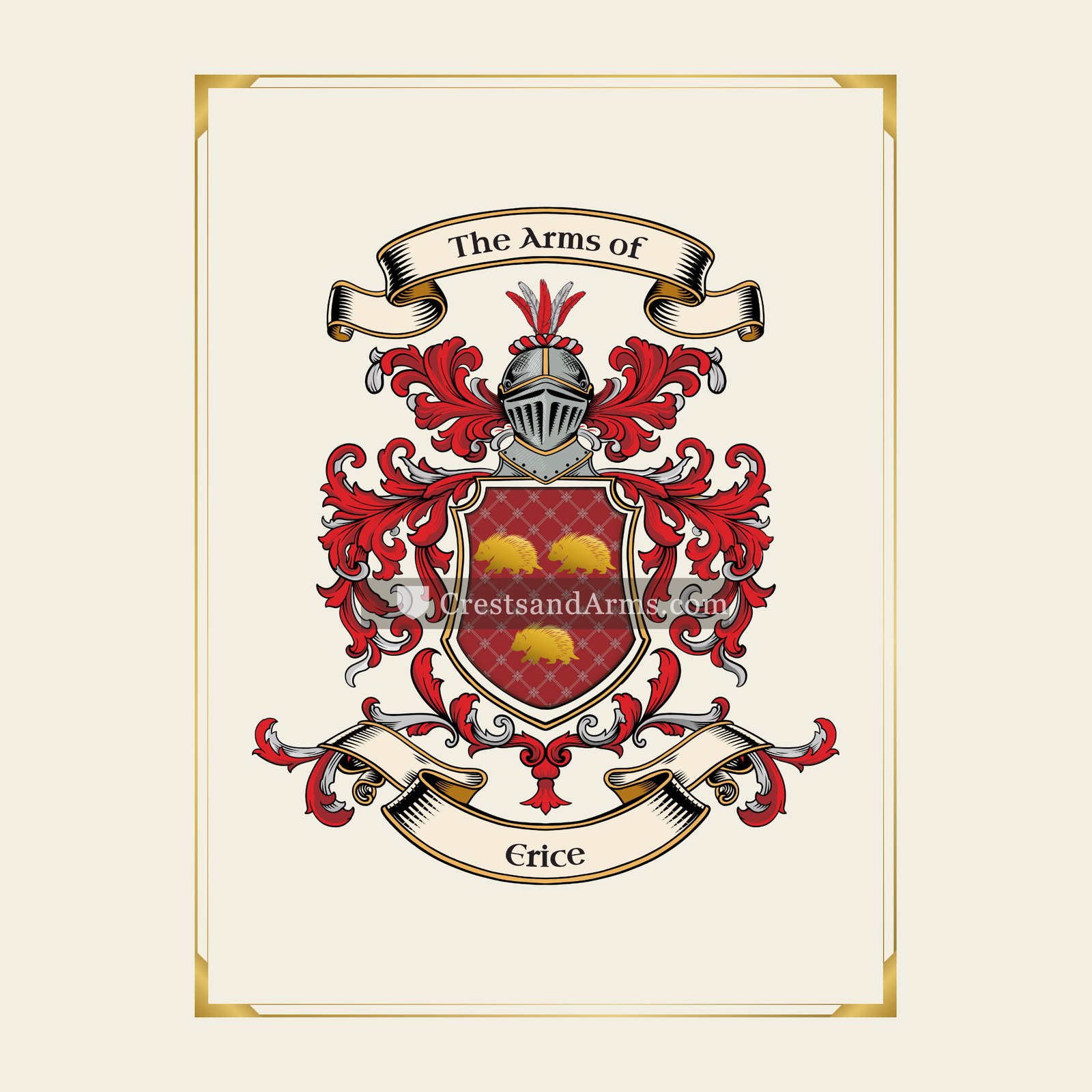 With gold border