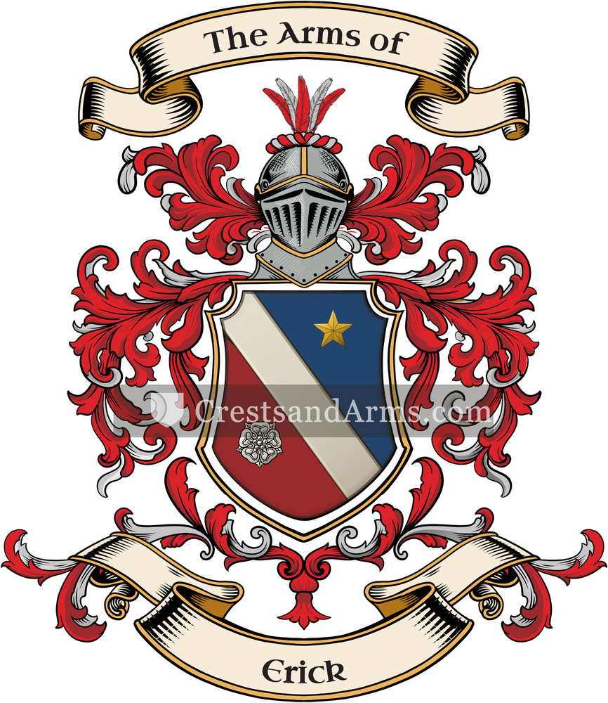 The Erick coat of arms, drawn from the recorded blazon