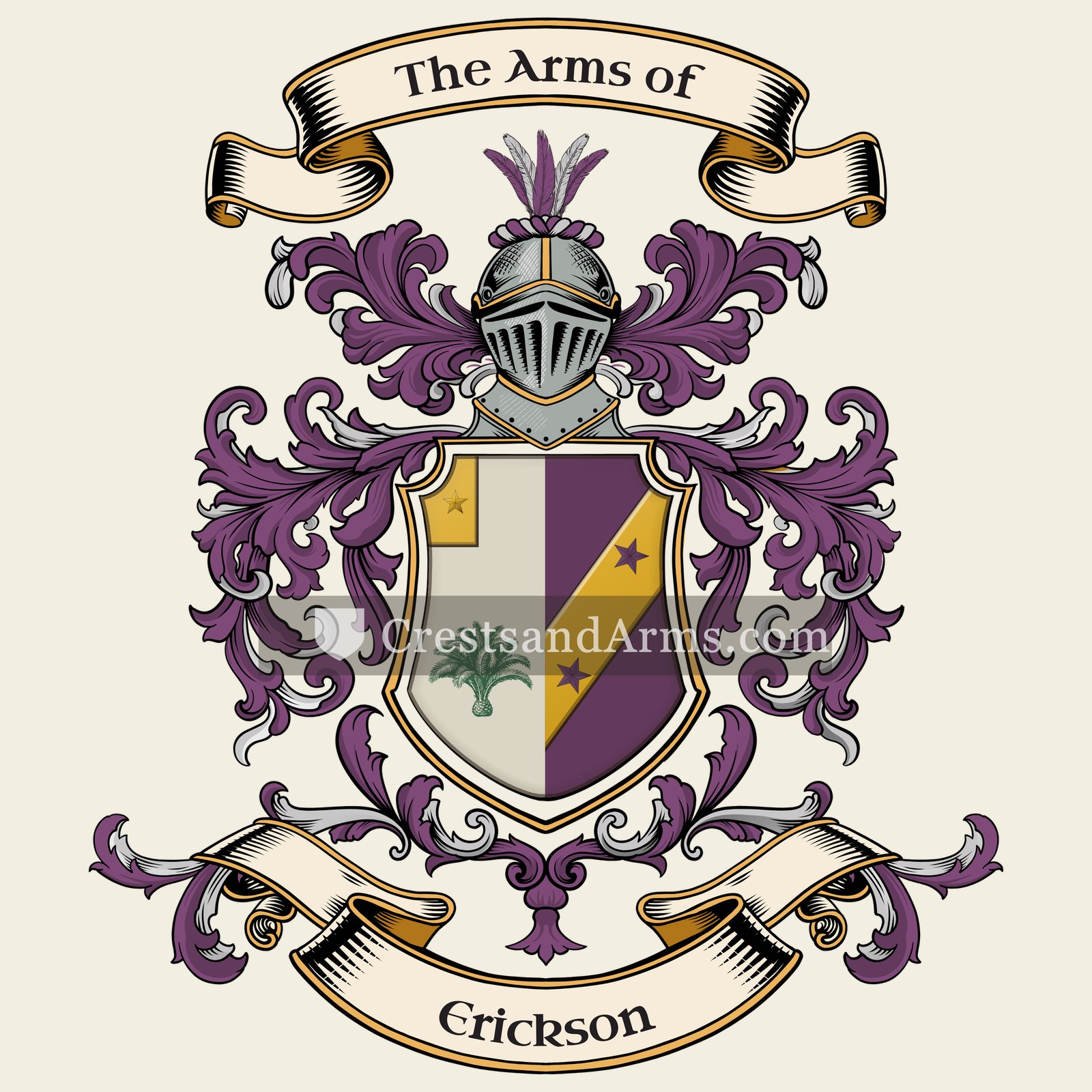 The Erickson coat of arms, drawn from the recorded blazon