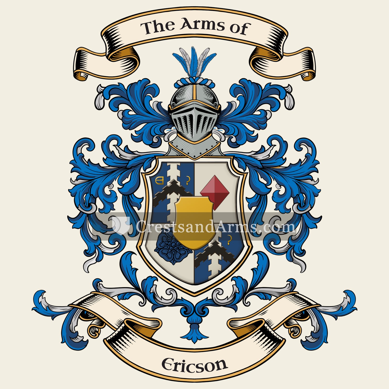 The Ericson coat of arms, drawn from the recorded blazon