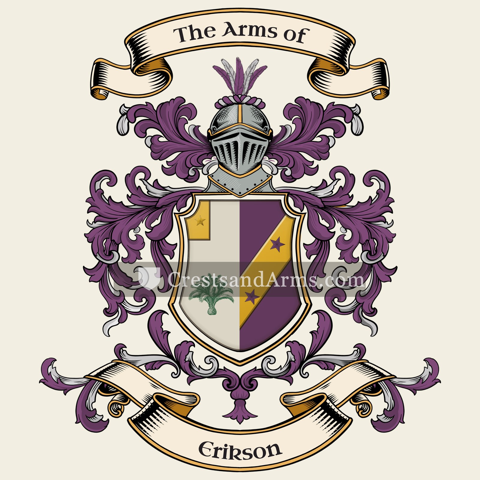 The Erikson coat of arms, drawn from the recorded blazon