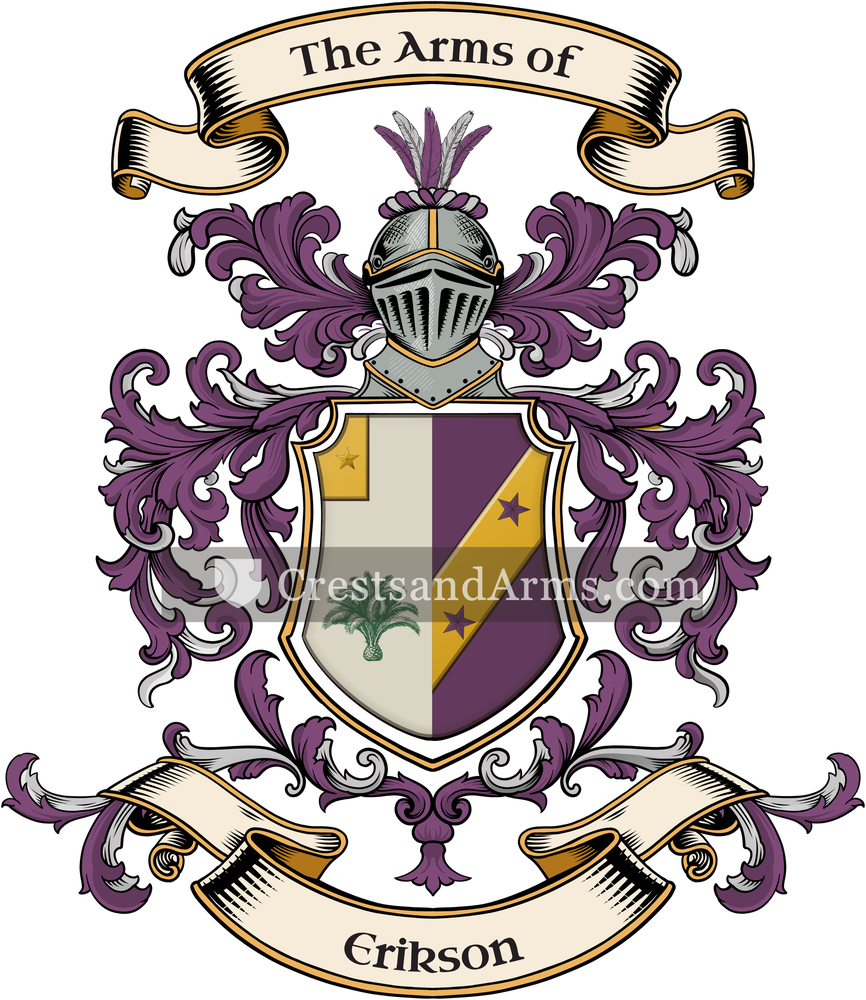 The Erikson coat of arms, drawn from the recorded blazon