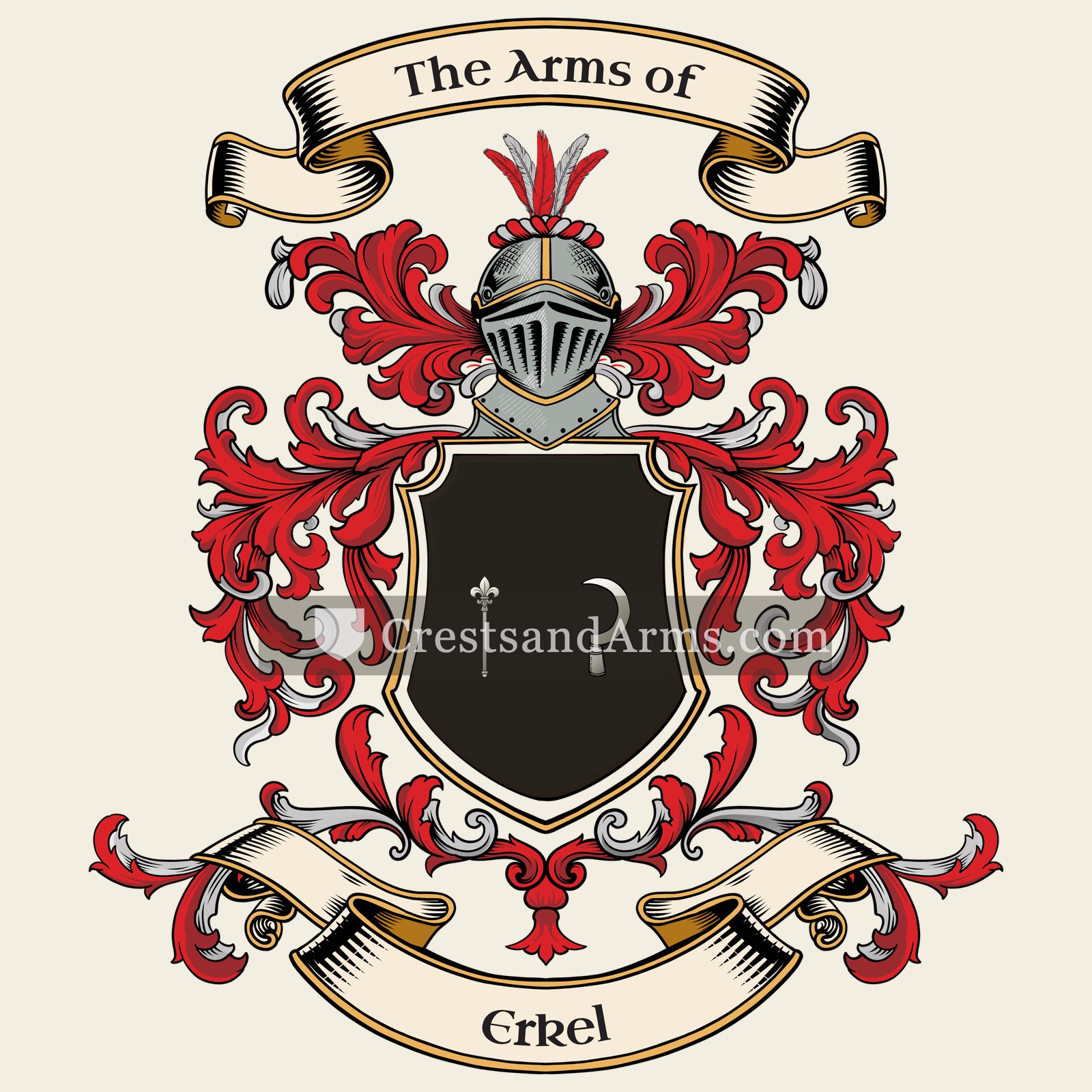 The Erkel coat of arms, drawn from the recorded blazon