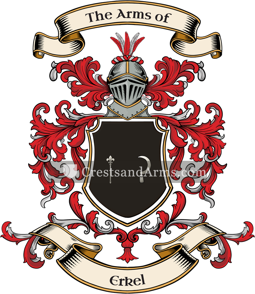 The Erkel coat of arms, drawn from the recorded blazon