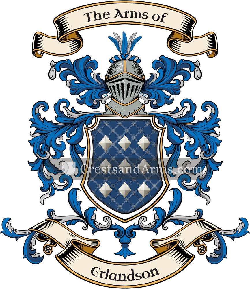 The Erlandson coat of arms, drawn from the recorded blazon
