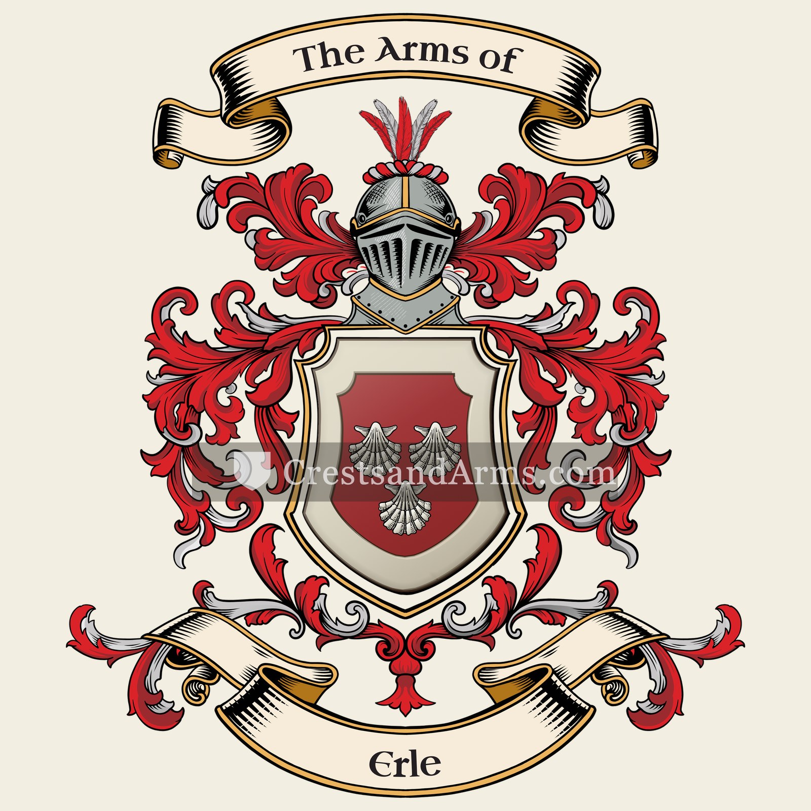 The Erle coat of arms, drawn from the recorded blazon