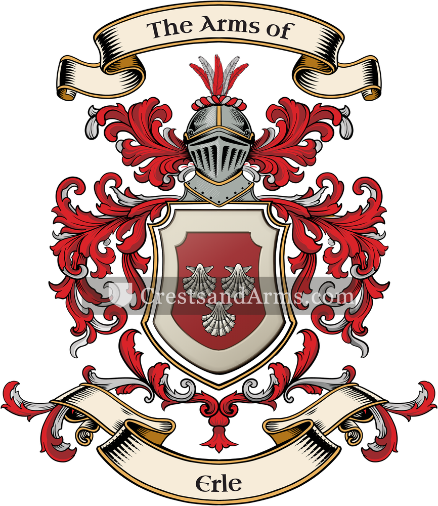 The Erle coat of arms, drawn from the recorded blazon
