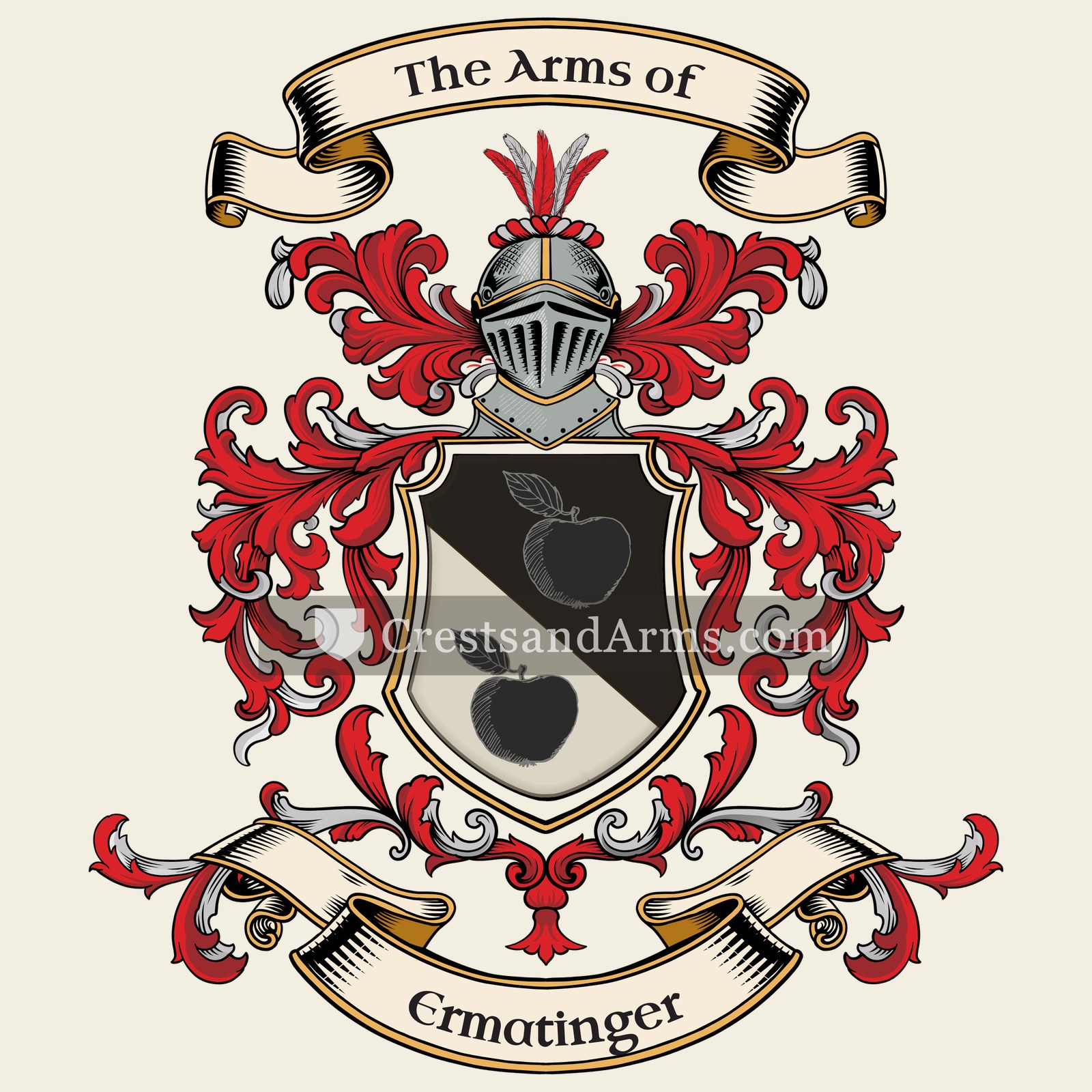 The Ermatinger coat of arms, drawn from the recorded blazon