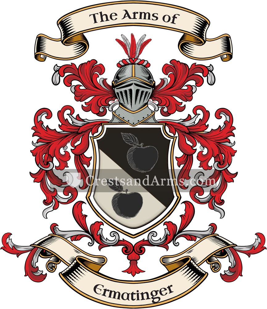 The Ermatinger coat of arms, drawn from the recorded blazon