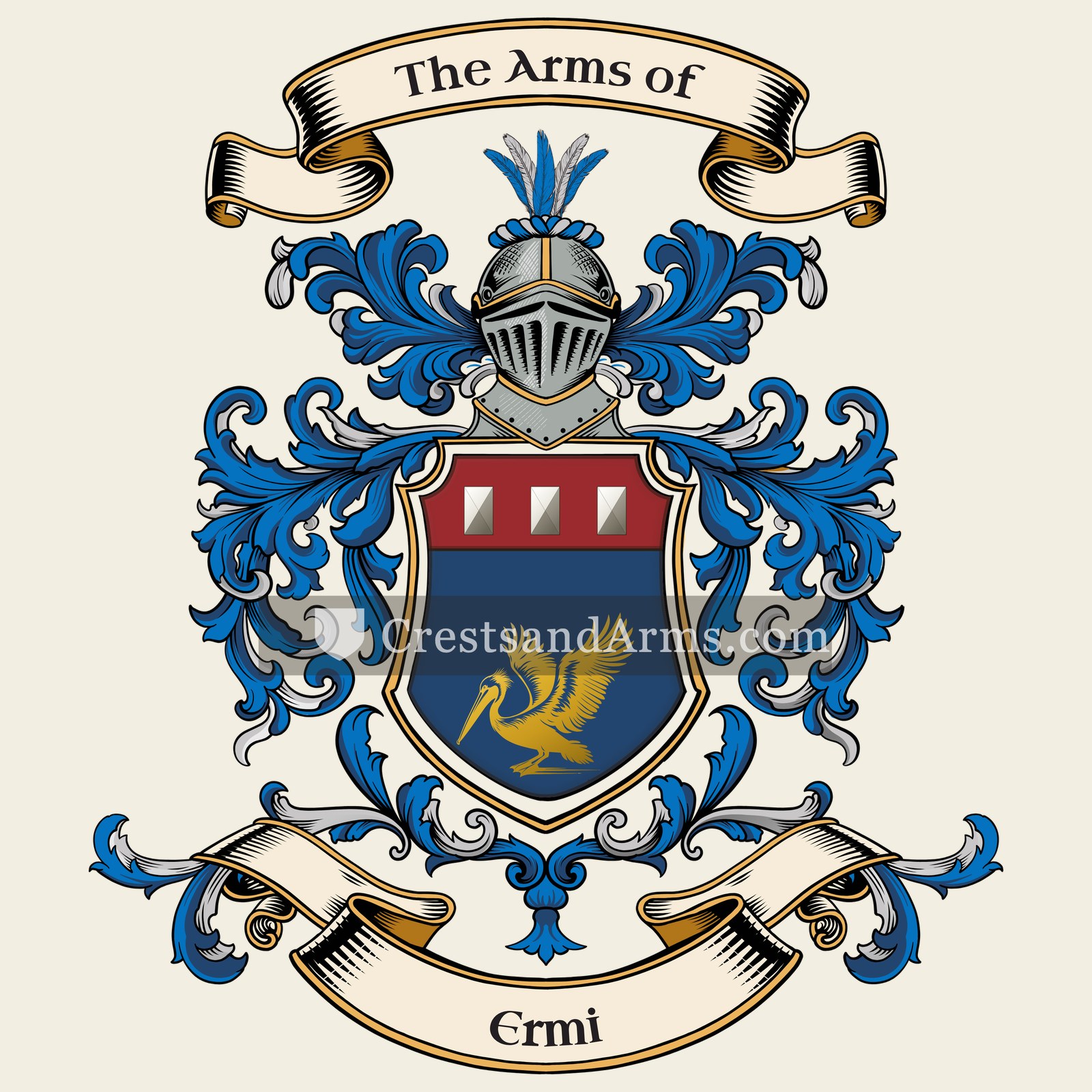 The Ermi coat of arms, drawn from the recorded blazon