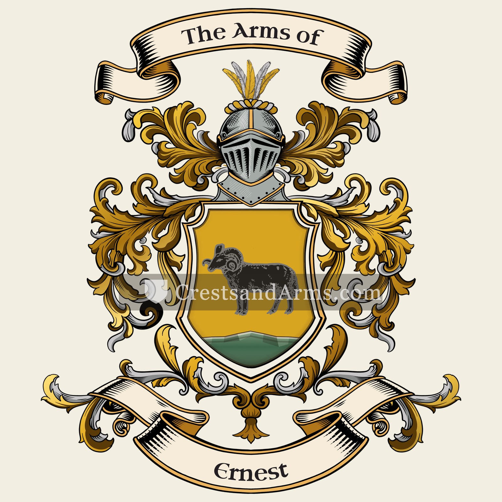 The Ernest coat of arms, drawn from the recorded blazon