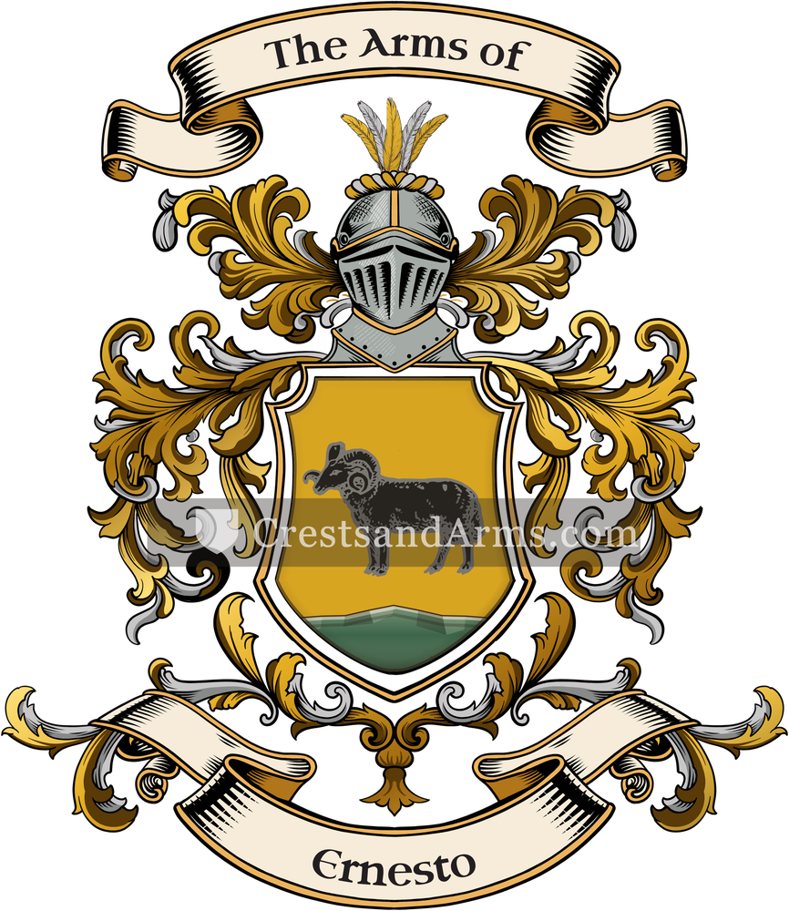 The Ernesto coat of arms, drawn from the recorded blazon