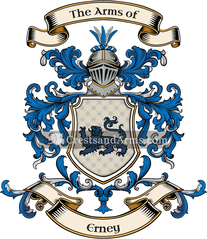The Erney coat of arms, drawn from the recorded blazon
