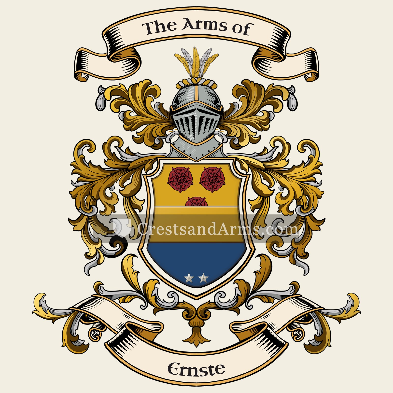 The Ernste coat of arms, drawn from the recorded blazon