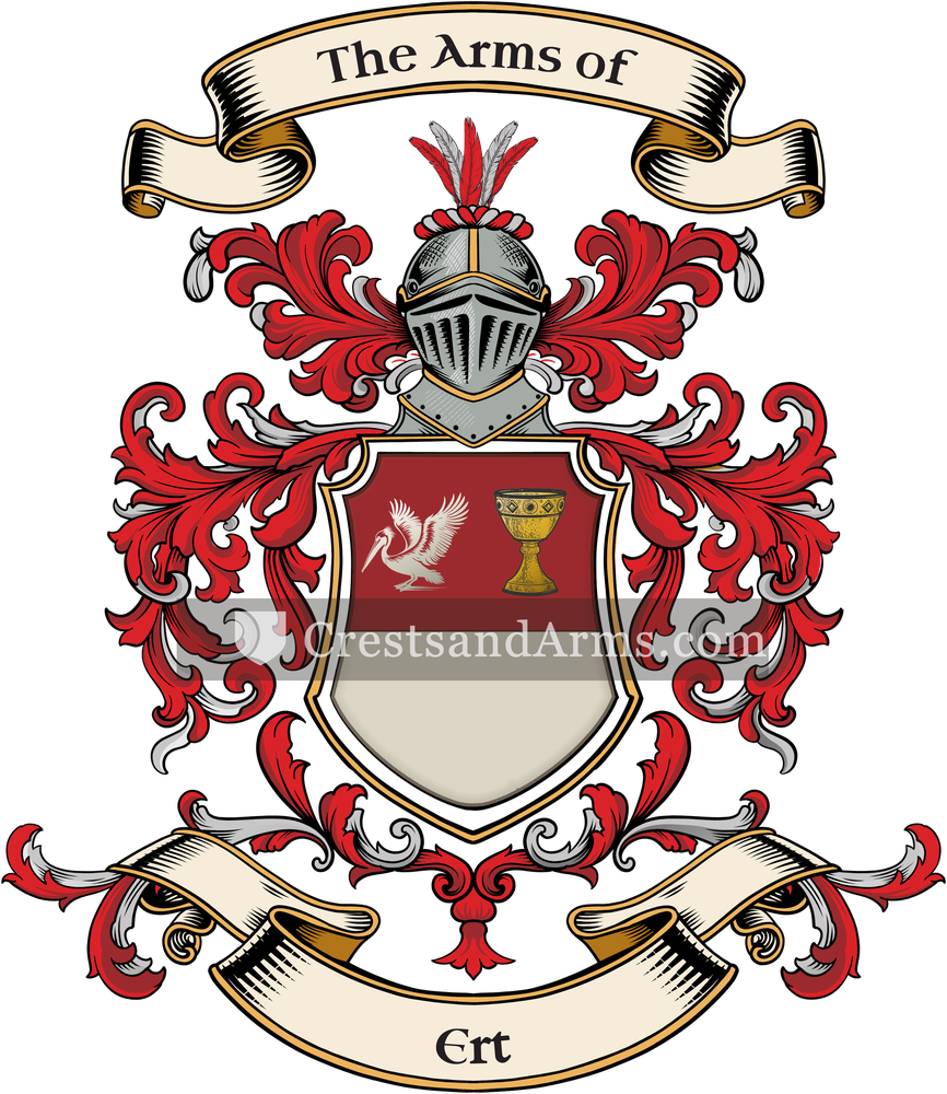 The Ert coat of arms, drawn from the recorded blazon