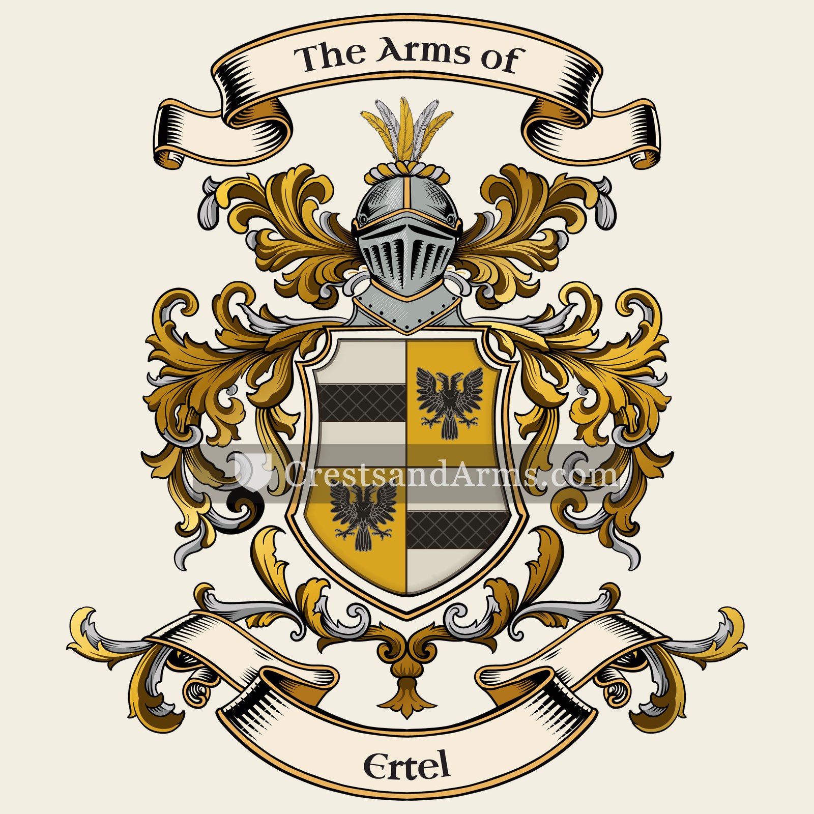 The Ertel coat of arms, drawn from the recorded blazon