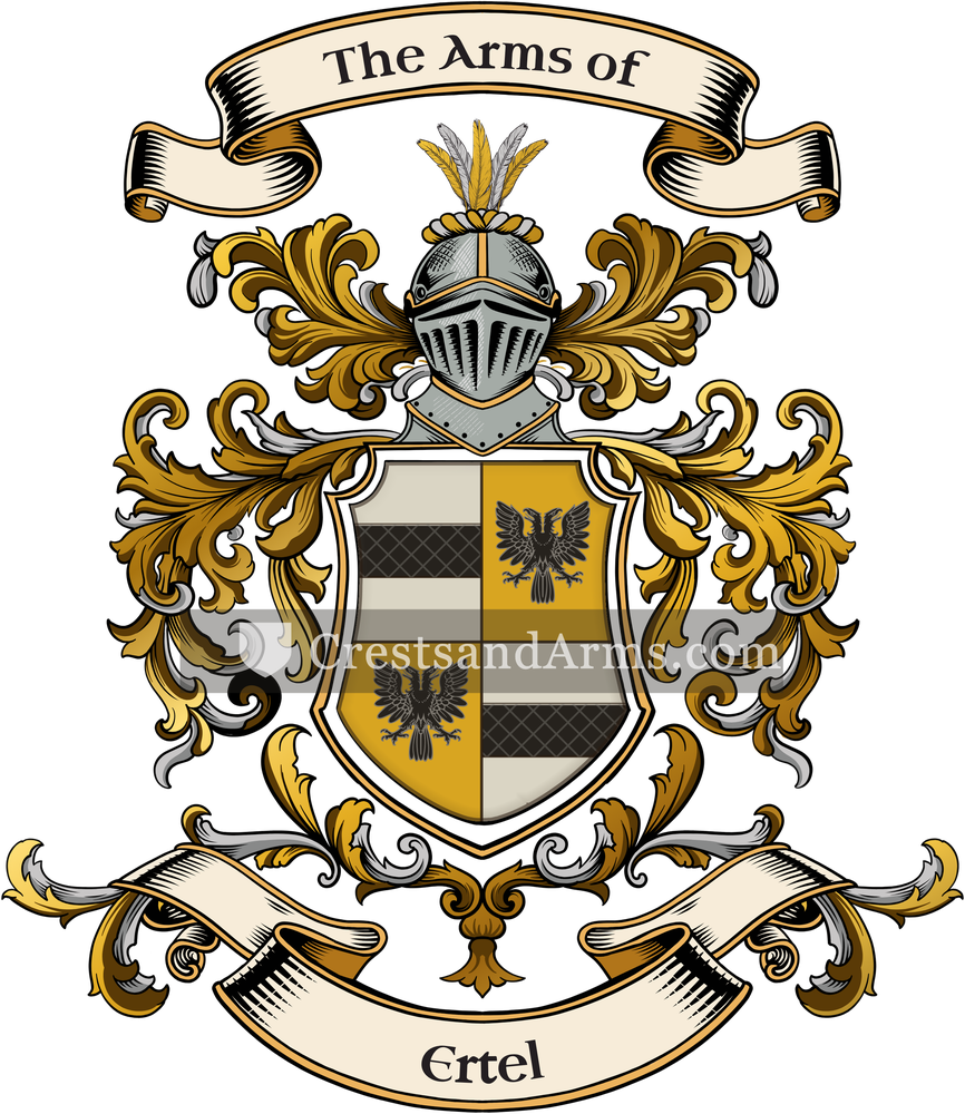 The Ertel coat of arms, drawn from the recorded blazon