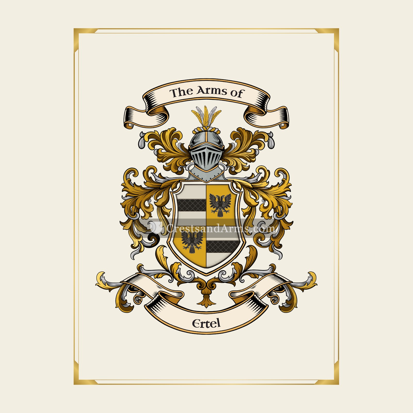 With gold border