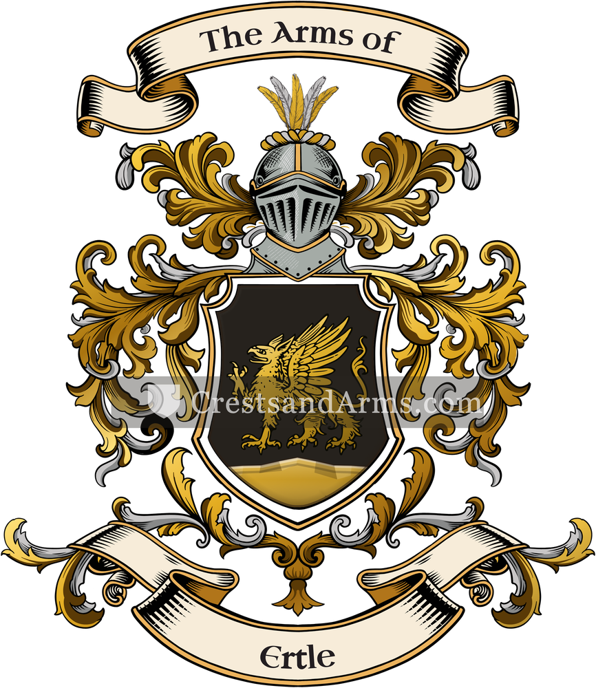 The Ertle coat of arms, drawn from the recorded blazon