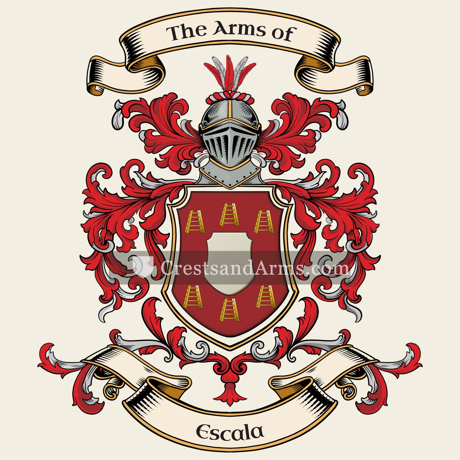 The Escala coat of arms, drawn from the recorded blazon