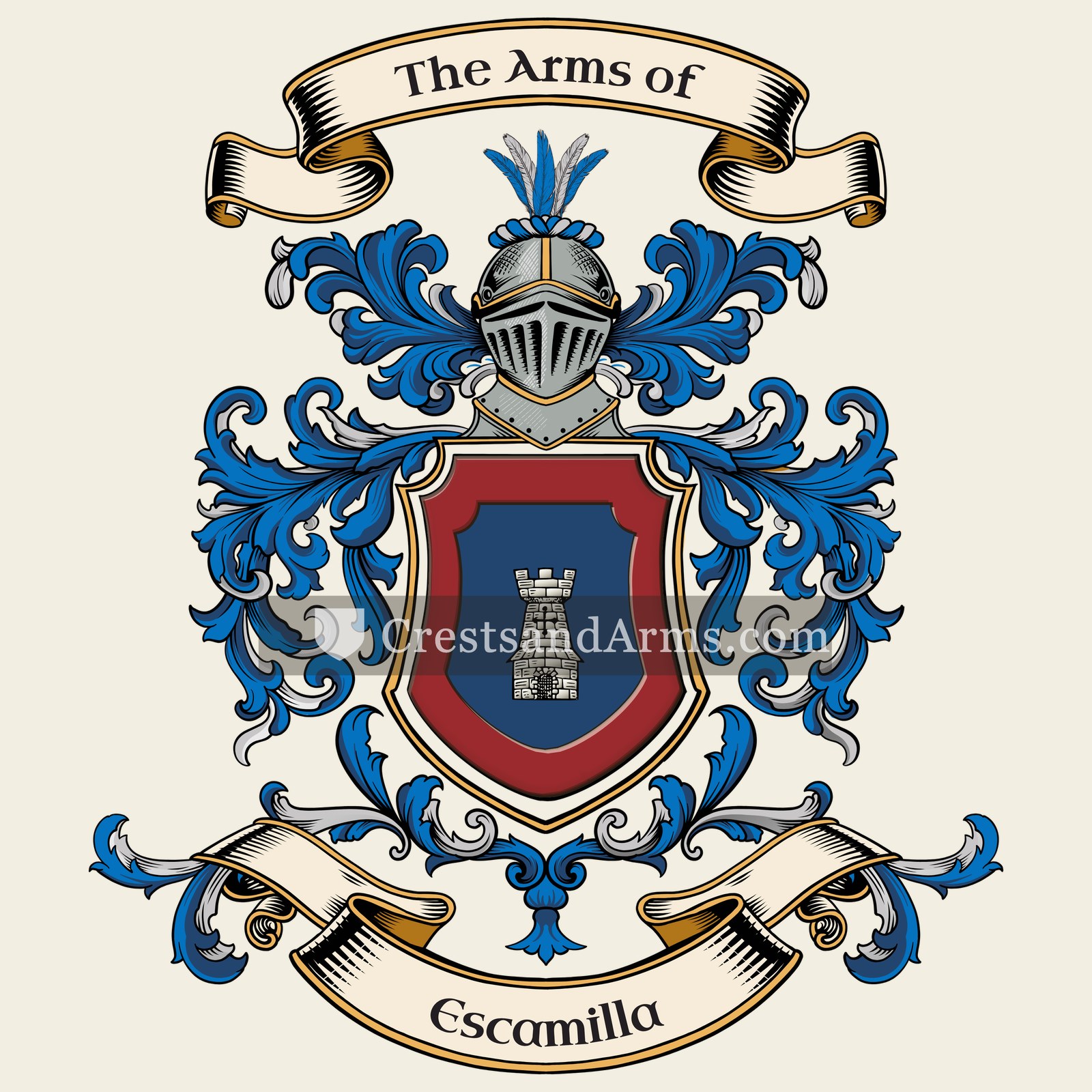 The Escamilla coat of arms, drawn from the recorded blazon