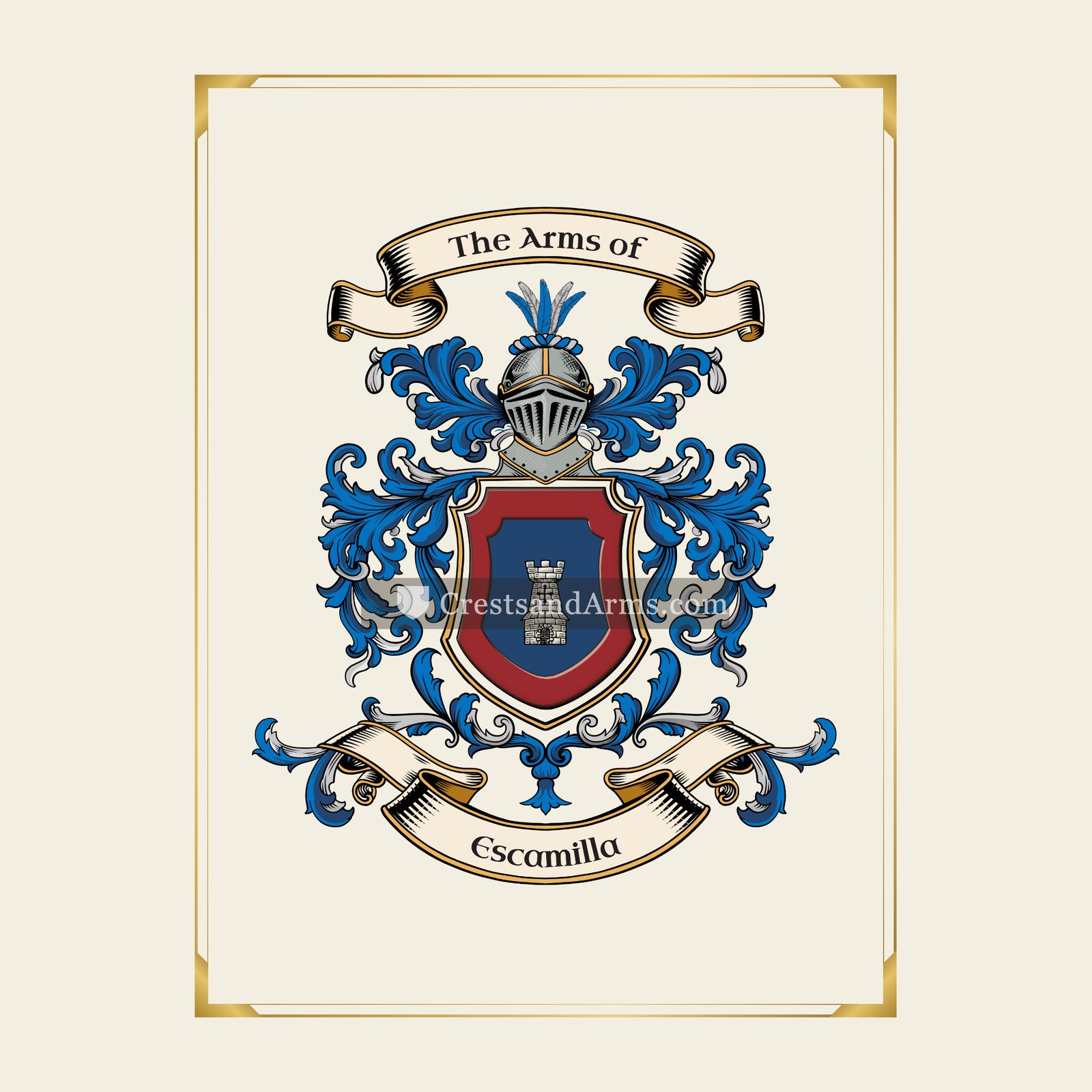 With gold border