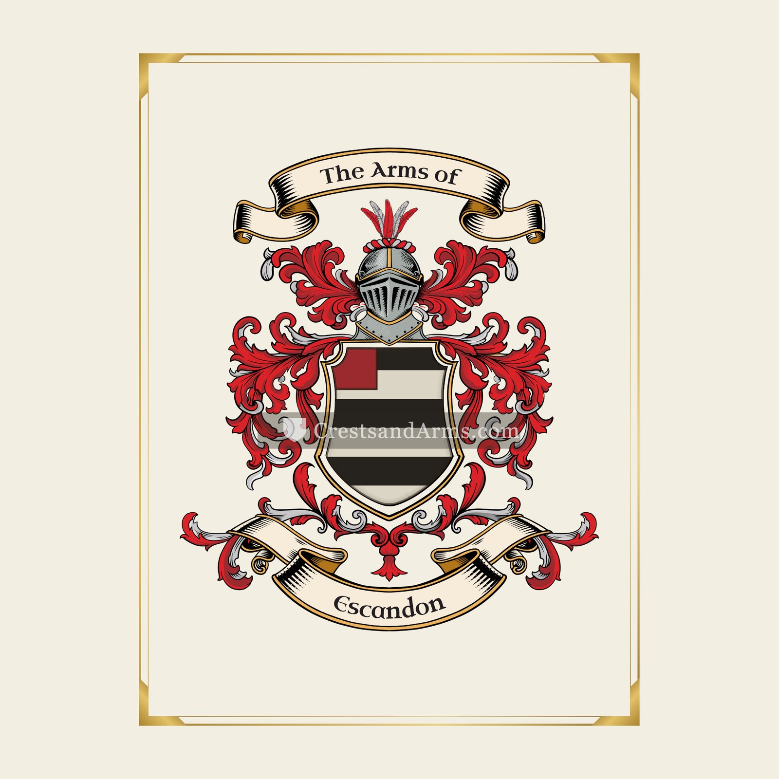 With gold border