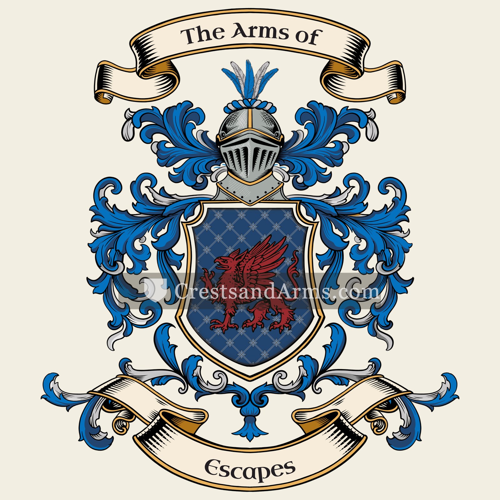 The Escapes coat of arms, drawn from the recorded blazon