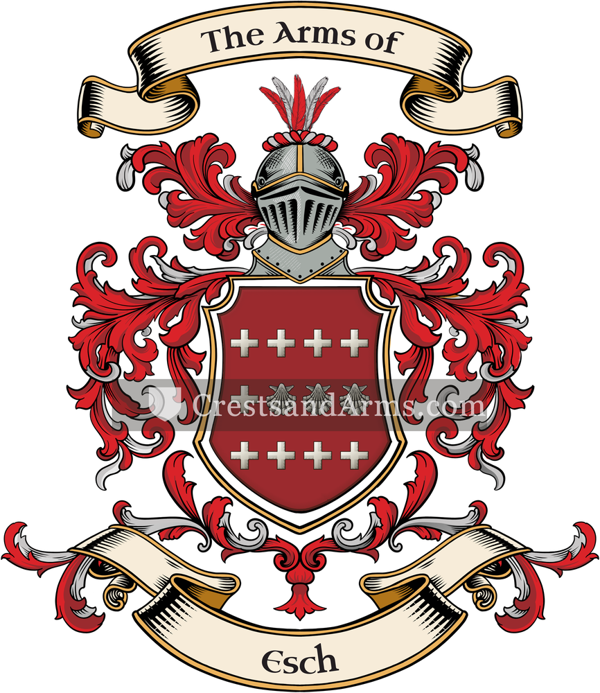 The Esch coat of arms, drawn from the recorded blazon