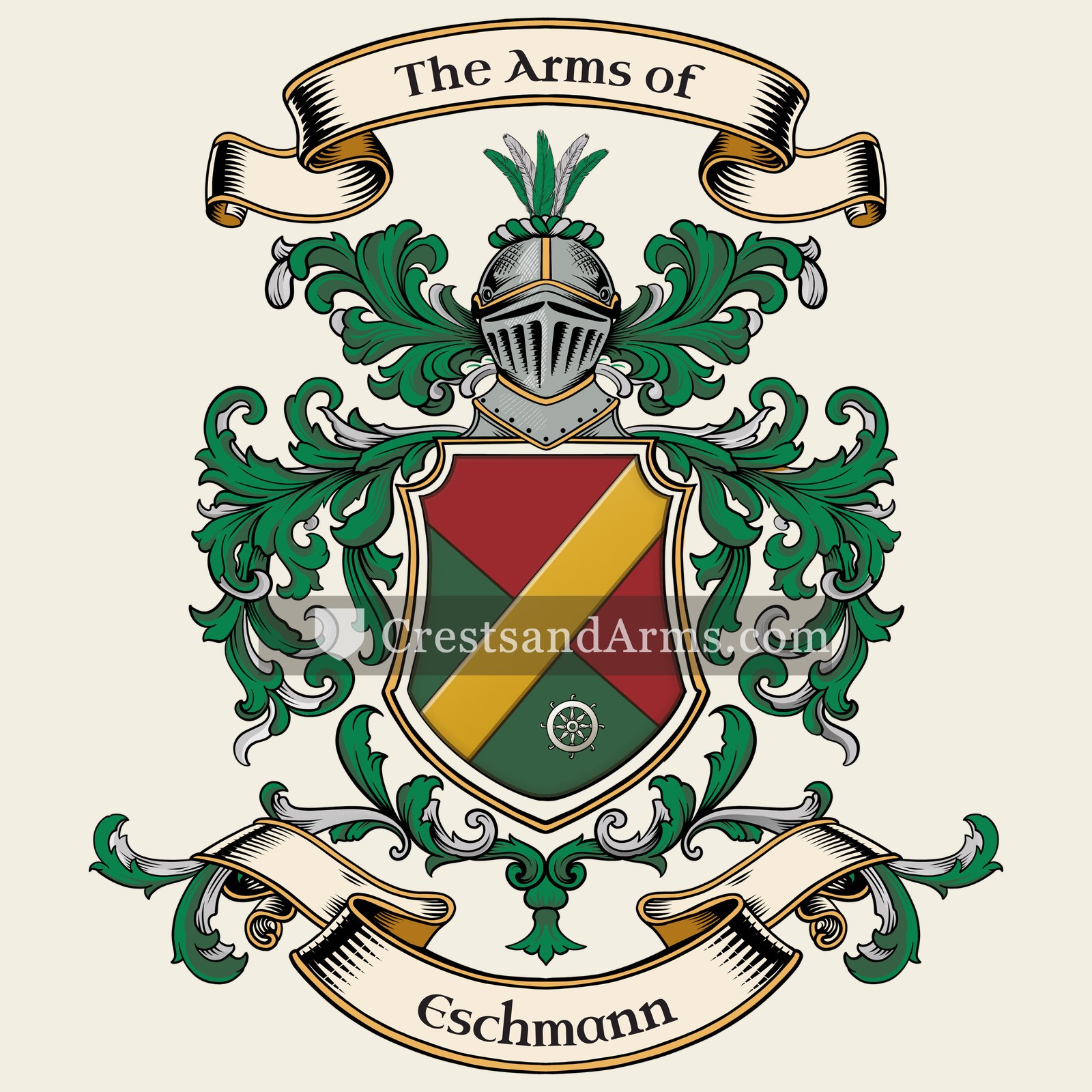 The Eschmann coat of arms, drawn from the recorded blazon