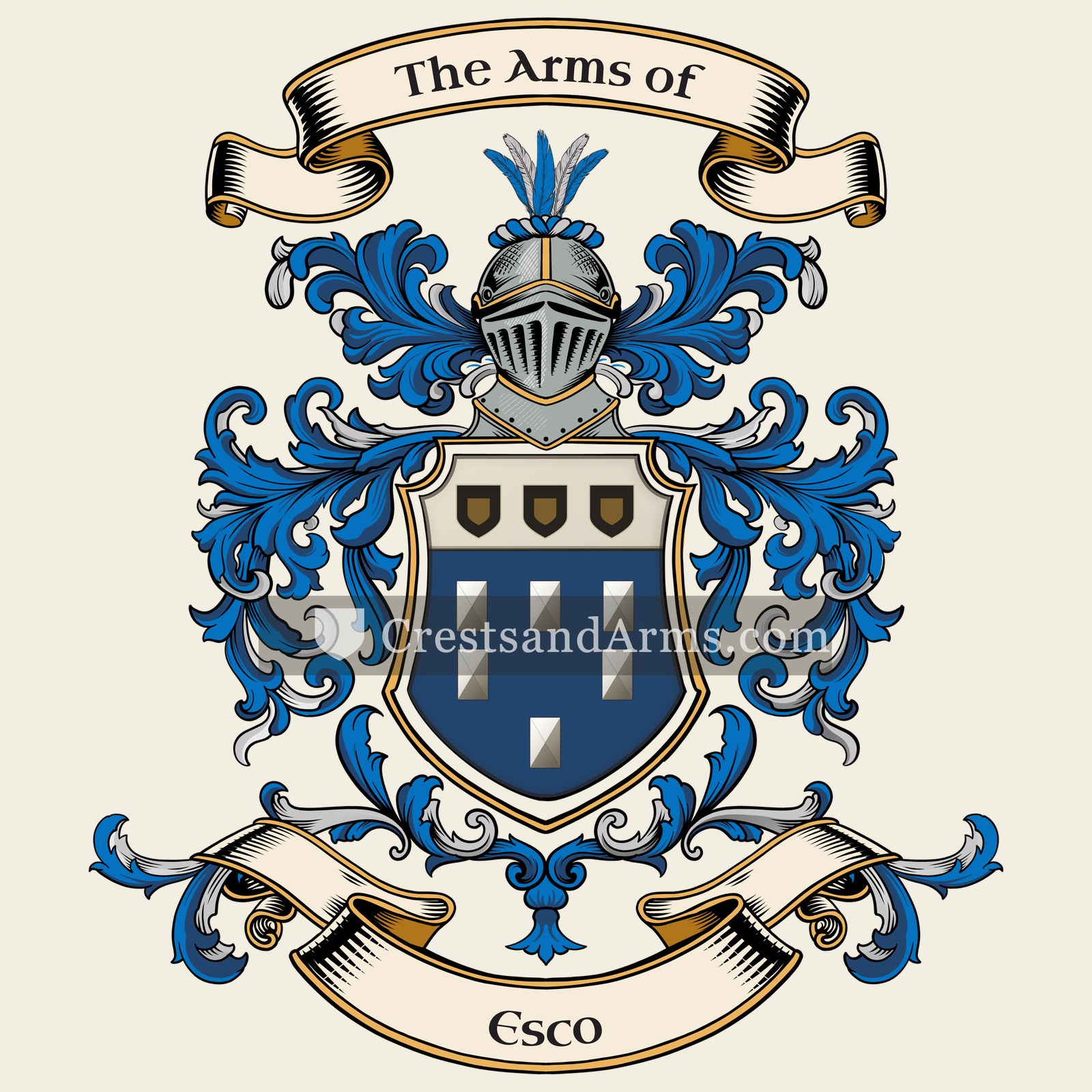 The Esco coat of arms, drawn from the recorded blazon