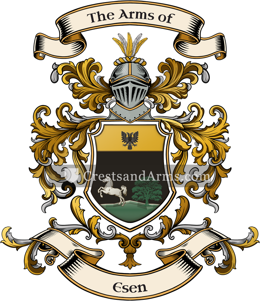 The Esen coat of arms, drawn from the recorded blazon