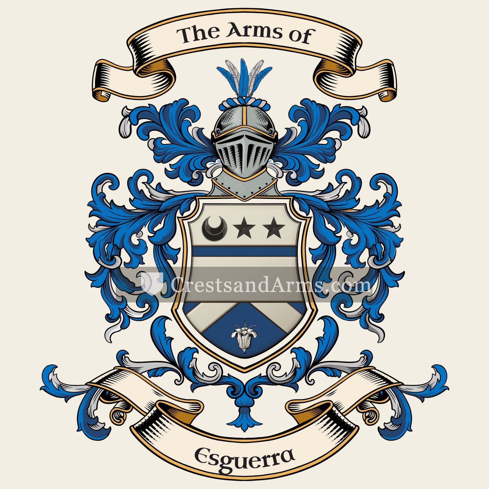 The Esguerra coat of arms, drawn from the recorded blazon