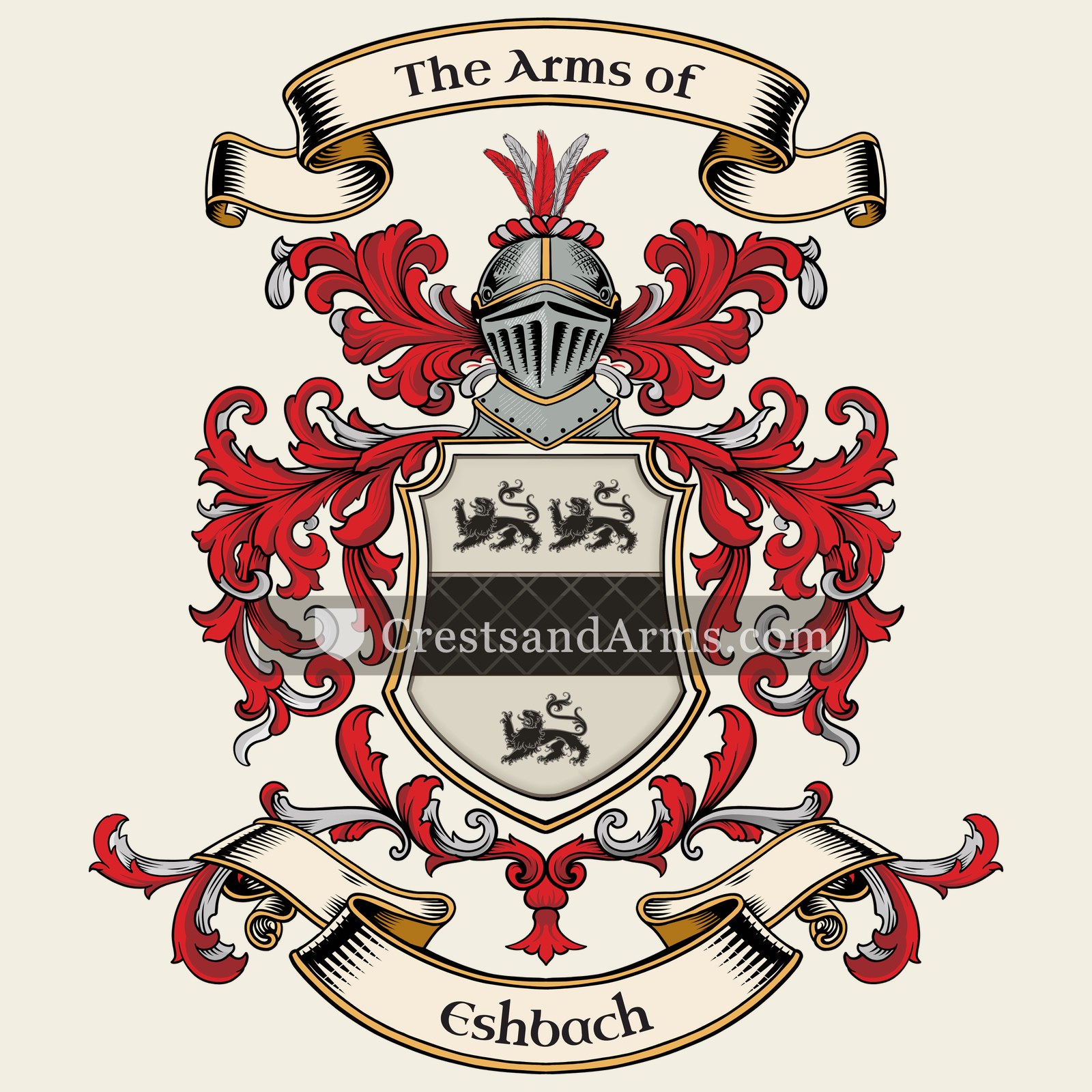 The Eshbach coat of arms, drawn from the recorded blazon